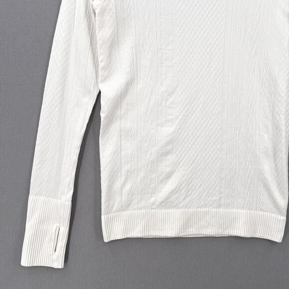 LULULEMON Rest Less Pullover Top Womens 4 White Long Sleeve Crew Neck Cable - Picture 5 of 13